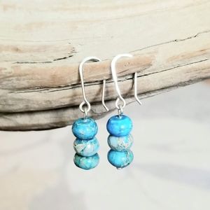 Handmade Jasper Dangle Earrings Sterling Silver